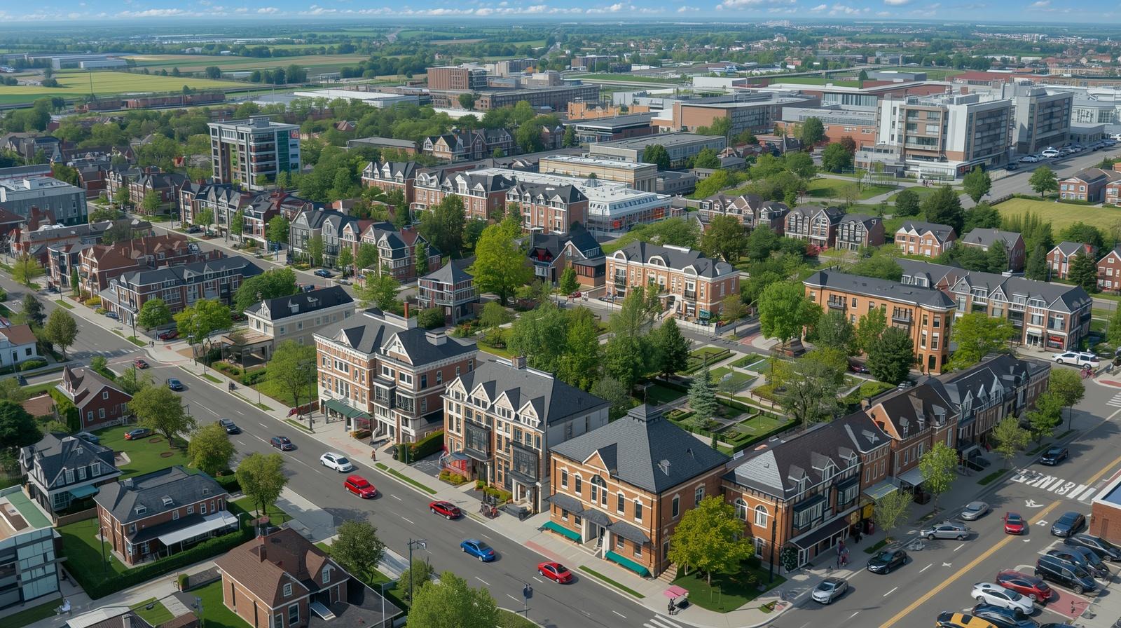 Aerial view of Markham neighbourhoods